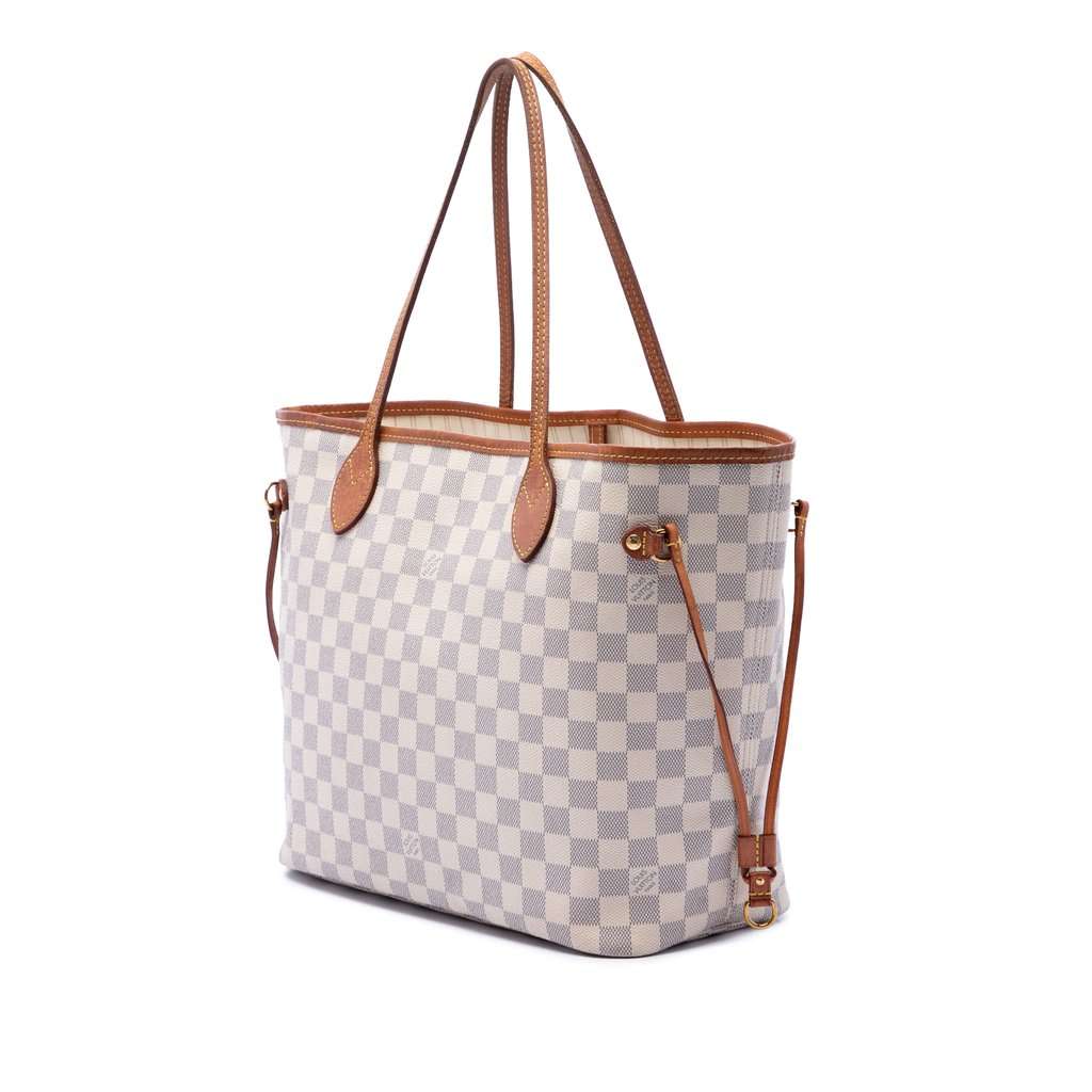 Louis Vuitton Damier Azur Neverfull MM White Very good condition - Back View