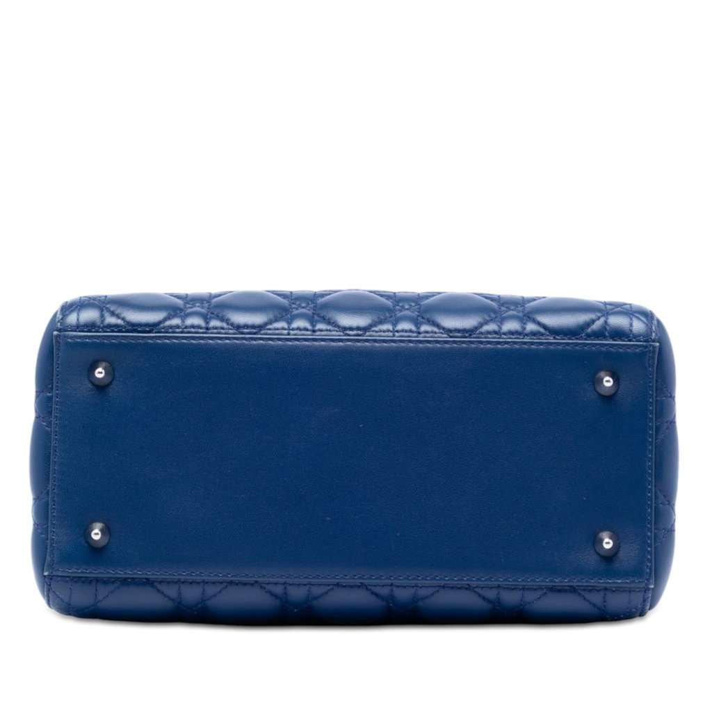 Dior Medium Lambskin Cannage Lady Dior Blue Leather Very good condition - Inside View