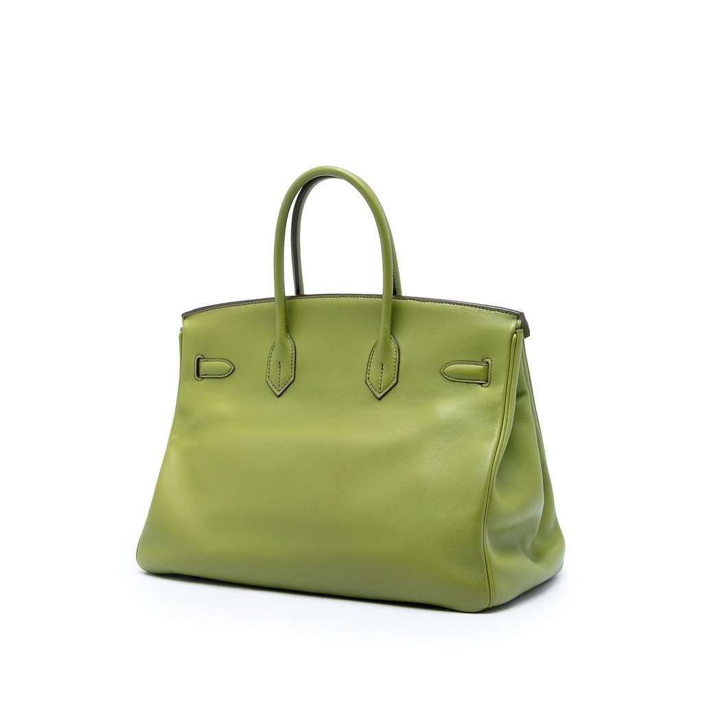 Hermès Swift Birkin Retourne 35 Green Leather Very good condition - Back View