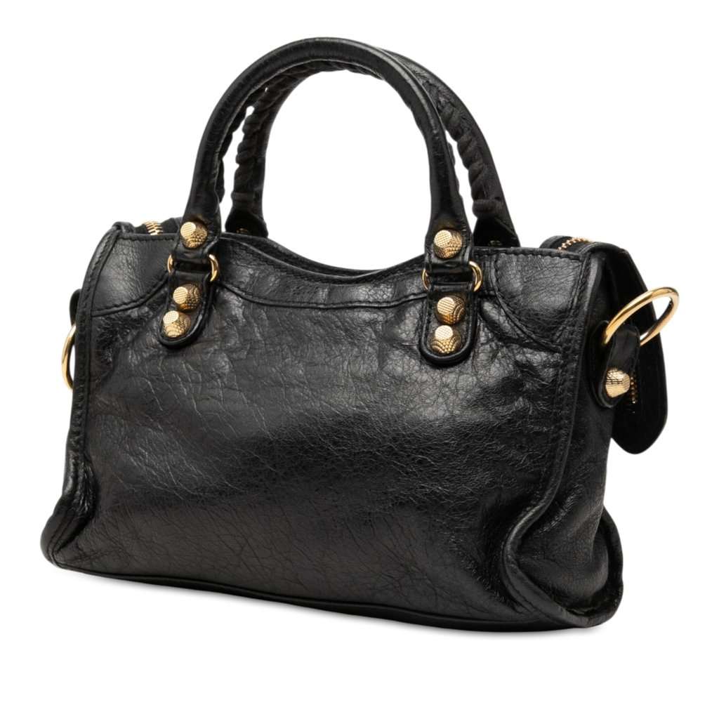 Balenciaga Mini Lambskin Motocross Giant 21 City Satchel Black Leather Very good - Back View