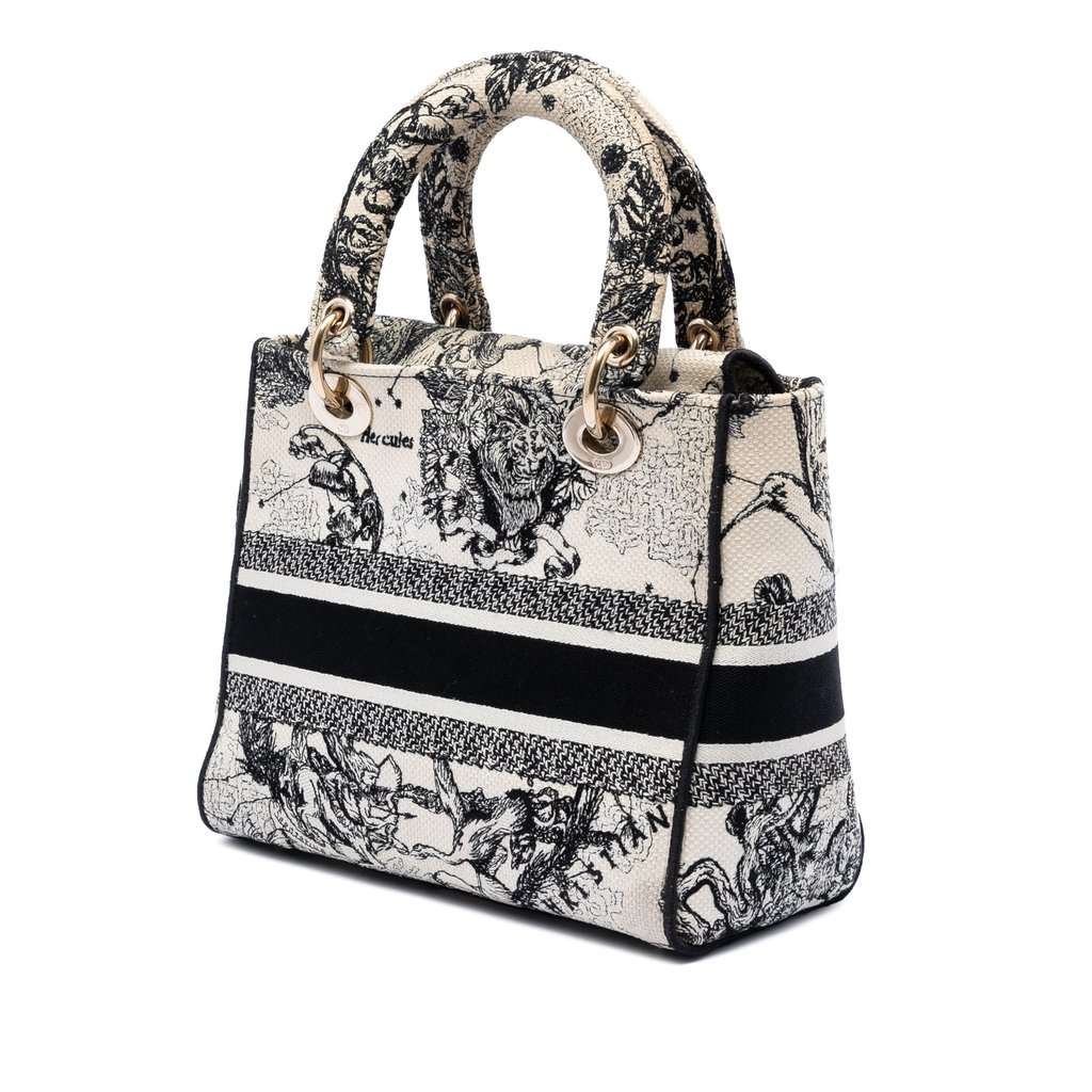 Dior Medium Embroidered Canvas Zodiac Lady D Lite White Very good condition - Back View