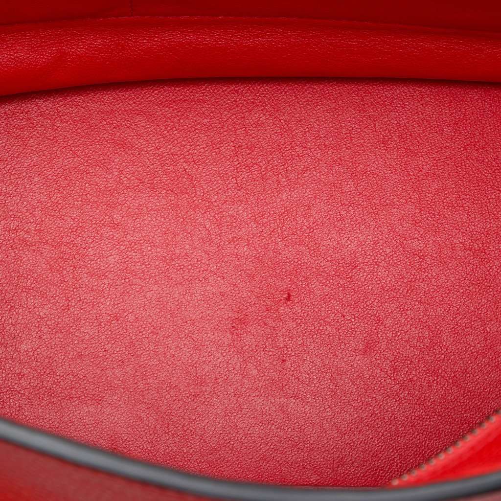 Celine Medium Drummed Calfskin and Suede Trapeze Satchel Red Leather Very good - Model View