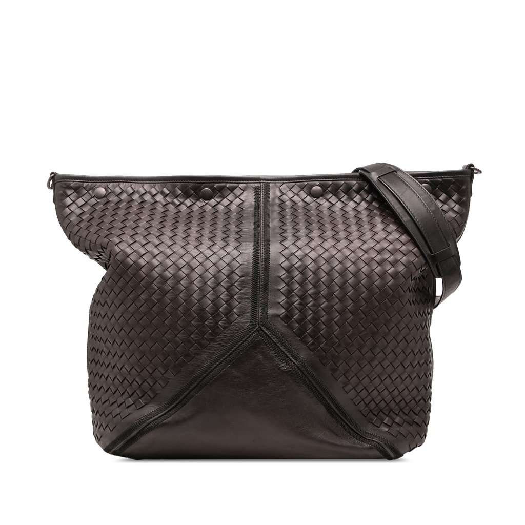 Bottega Veneta Nappa Intrecciato Travel Bag Brown Leather Very good - Front View