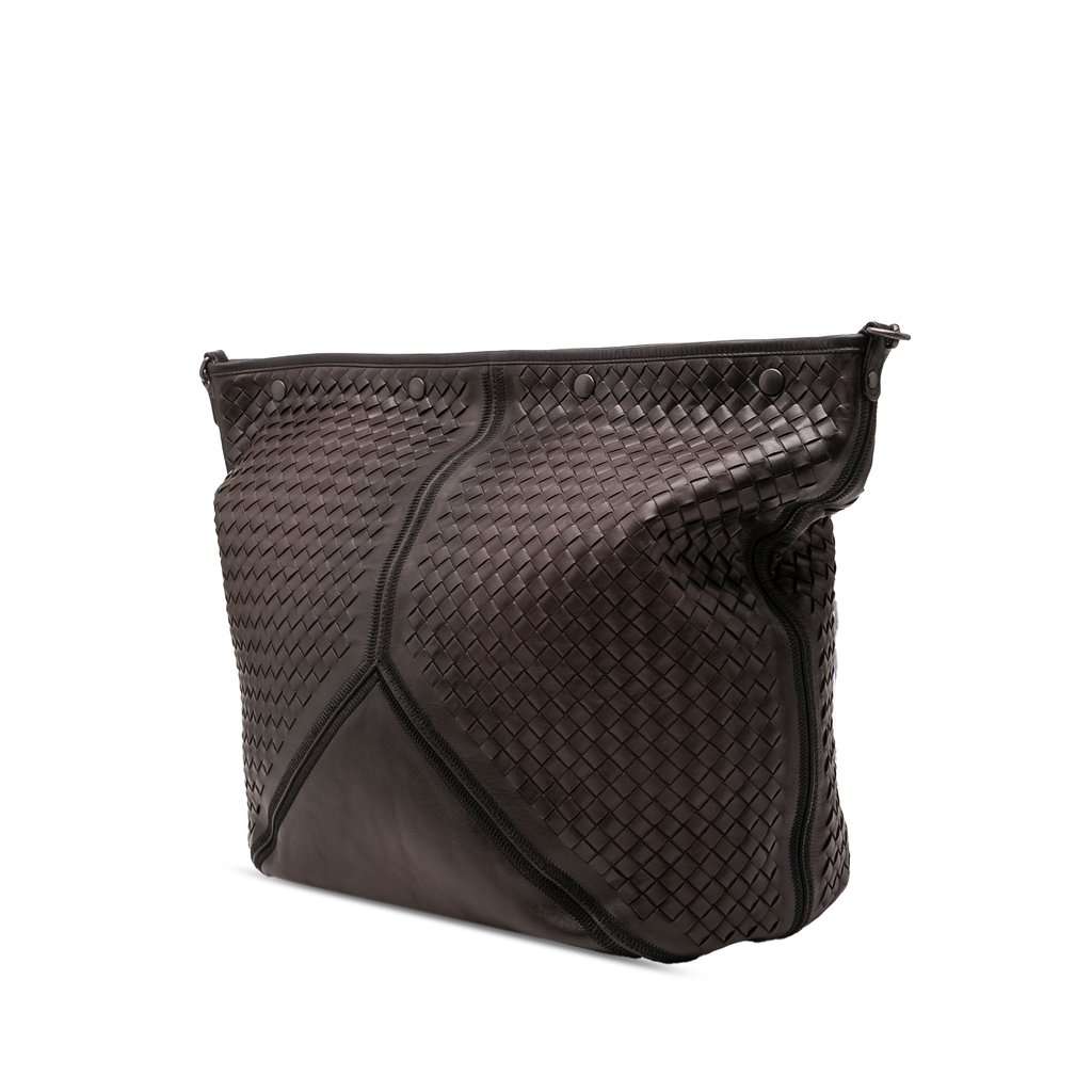 Bottega Veneta Nappa Intrecciato Travel Bag Brown Leather Very good - Back View