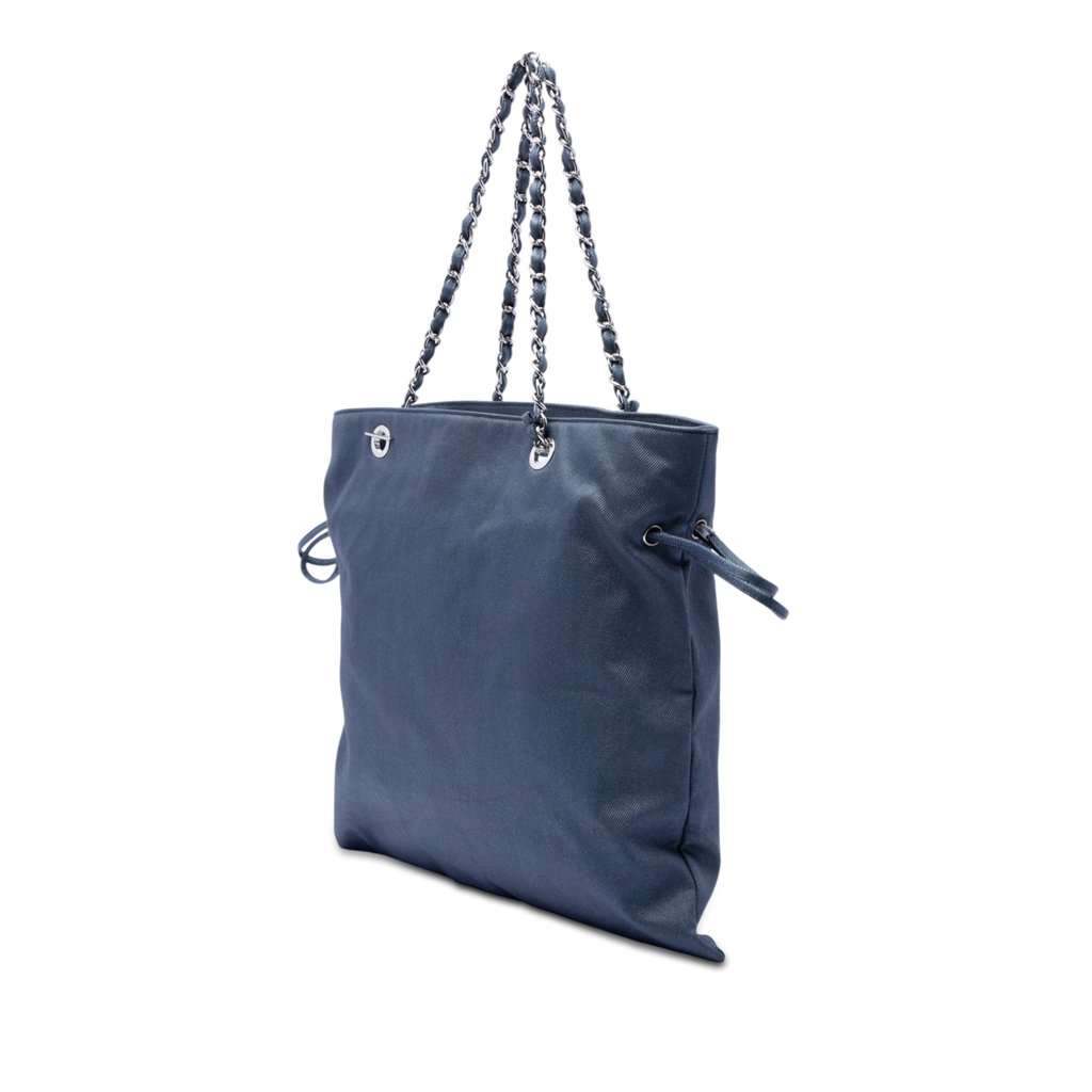 Chanel Large Denim CC Disc Bon Bon Tote Blue Very good - Back View