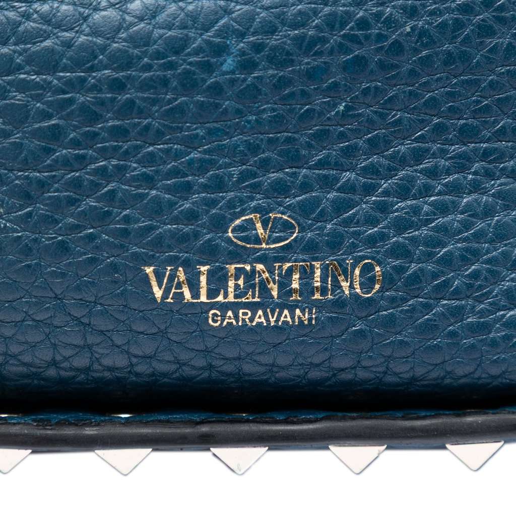 Valentino Small Grained Calfskin Rockstud Bucket Bag Blue Leather Very good - Box View