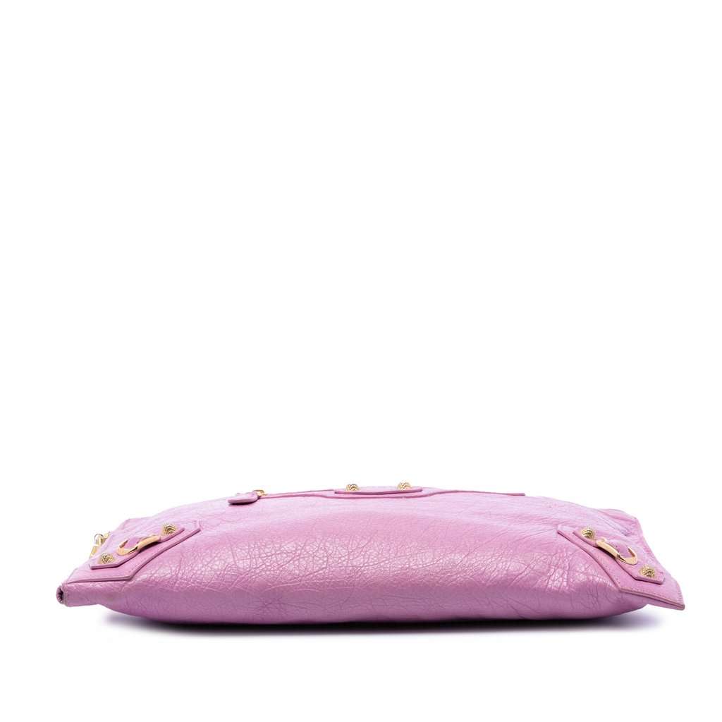 Balenciaga Lambskin Motocross Giant 12 Zip Around Flat Clutch Pink Leather Very good - Inside View