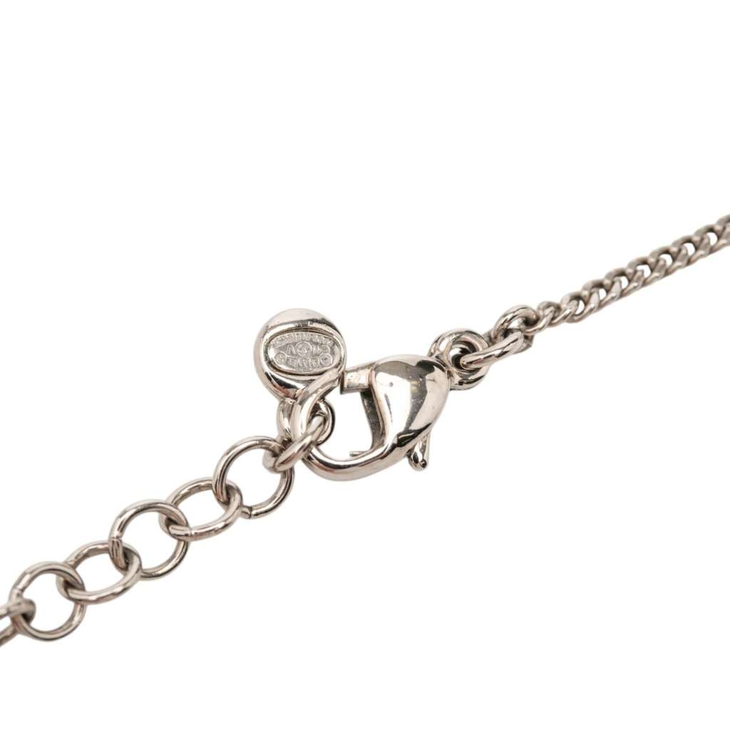 Chanel CC Brass Strass Pendant Necklace Silver Metal Very good - Box View