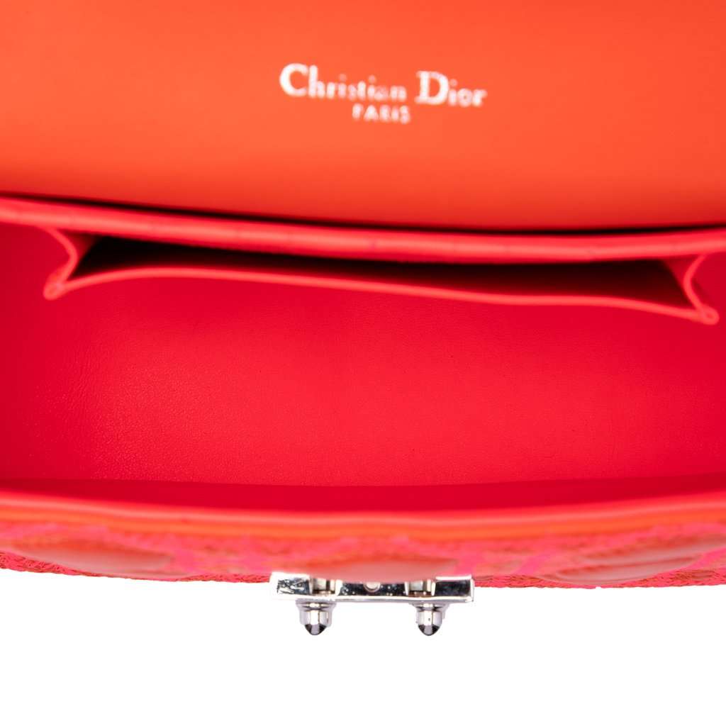 Dior Medium Embroidered Lambskin Cannage Miss Dior Flap Orange Leather Very good - Model View