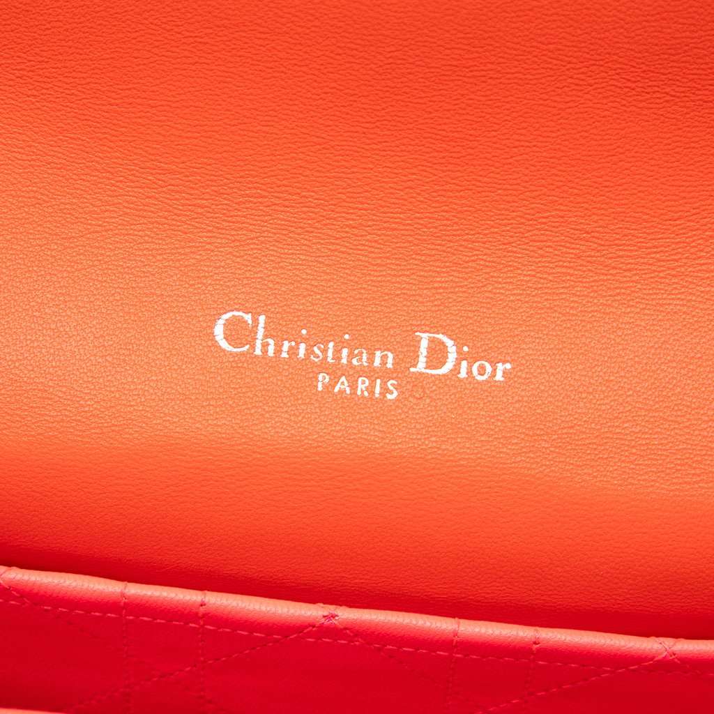 Dior Medium Embroidered Lambskin Cannage Miss Dior Flap Orange Leather Very good - Box View