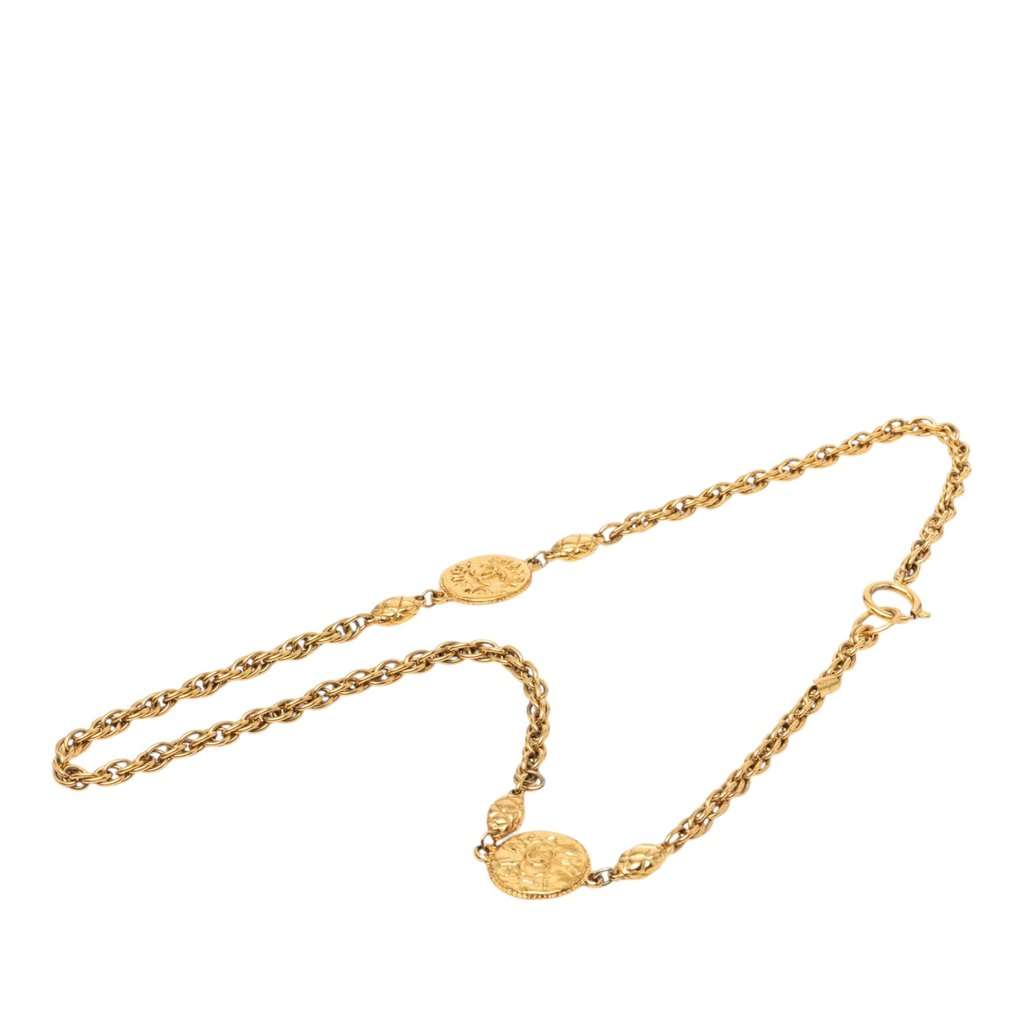 Chanel CC Gold Plated Medallion Chain Necklace Gold Metal Very good condition - Front View