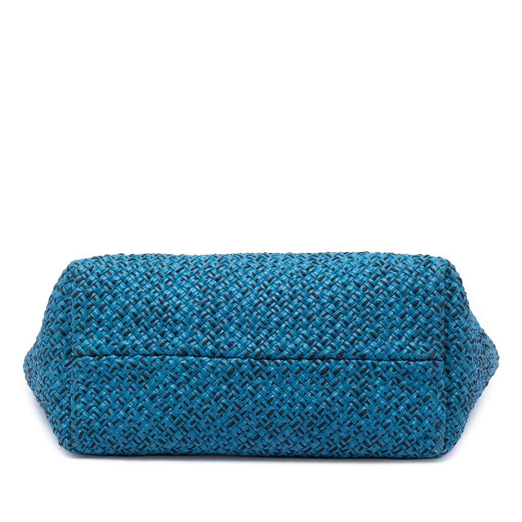 Bottega Veneta Large Lambskin Intreccio Cabat Tote Blue Leather Very good condition - Inside View