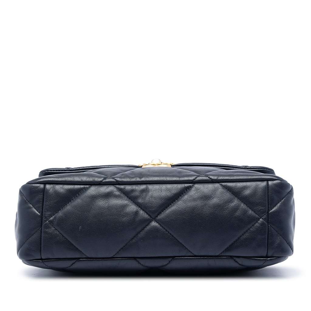Chanel Large Lambskin 19 Flap Blue Leather Very good condition - Inside View