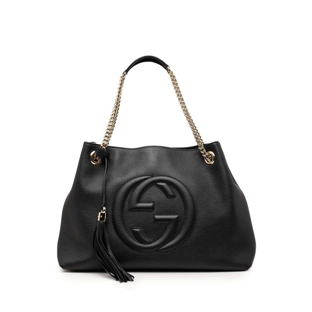 Gucci Medium Calfskin Soho Chain Tote Black Leather Very good condition - Front View