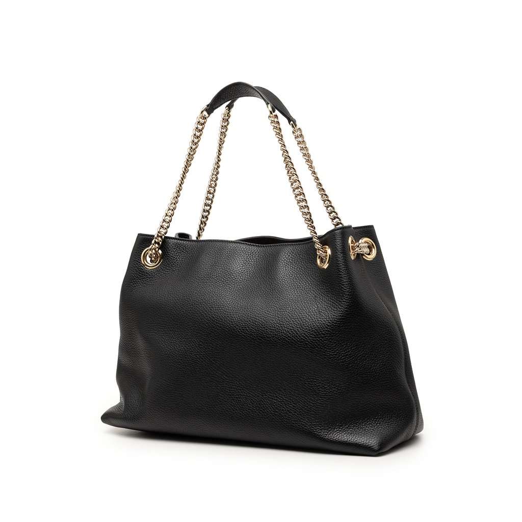 Gucci Medium Calfskin Soho Chain Tote Black Leather Very good condition - Back View