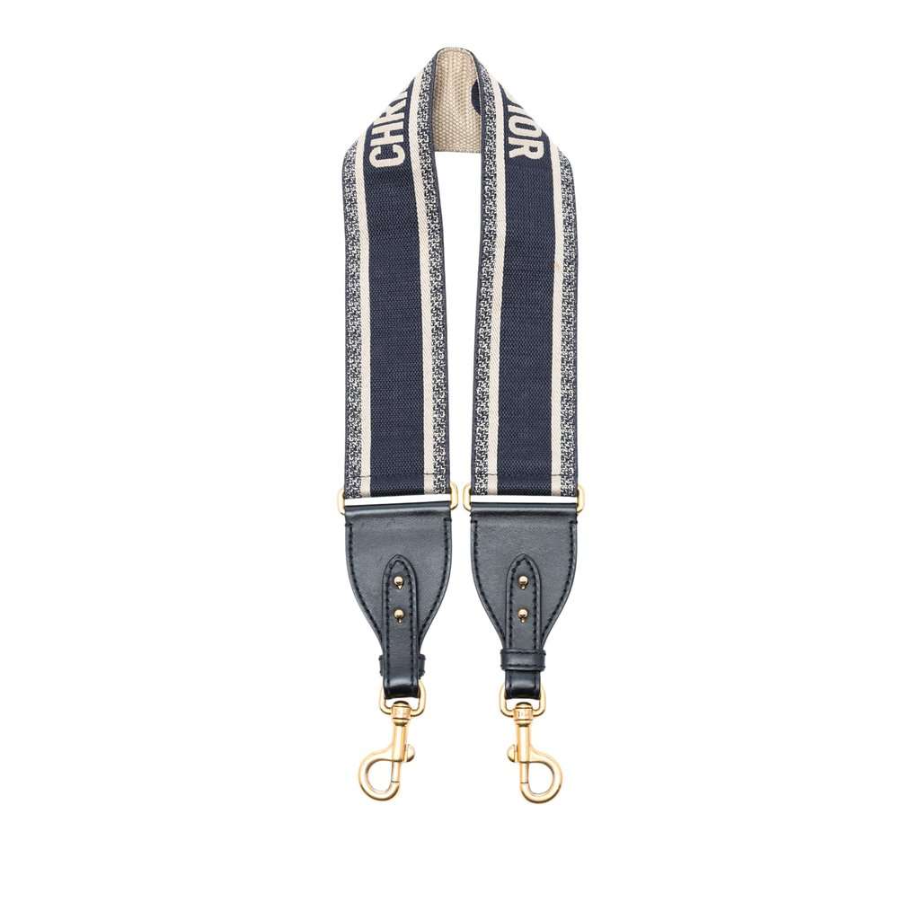 Dior Embroidered Canvas Bag Strap Blue Very good condition - Front View