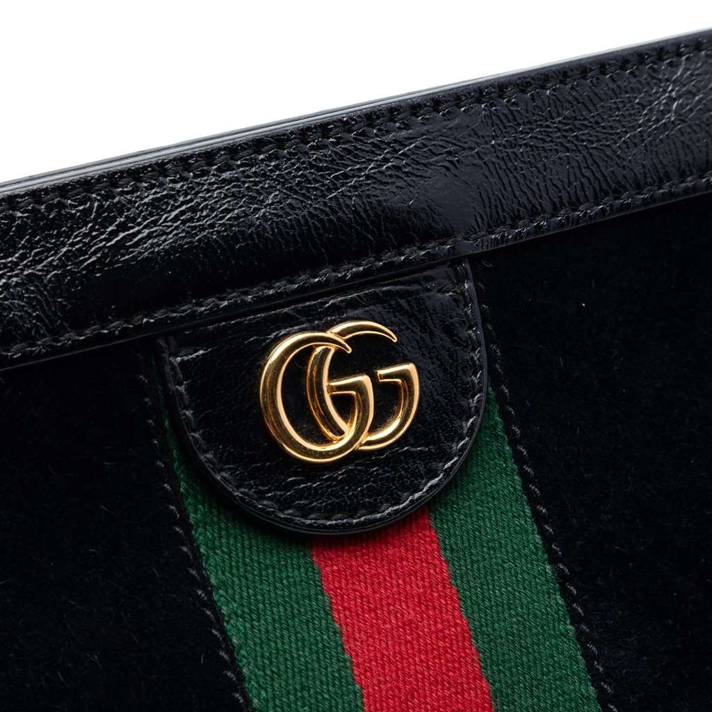 Gucci Small Suede Web Ophidia Chain Crossbody Black Leather Very good condition - Box View