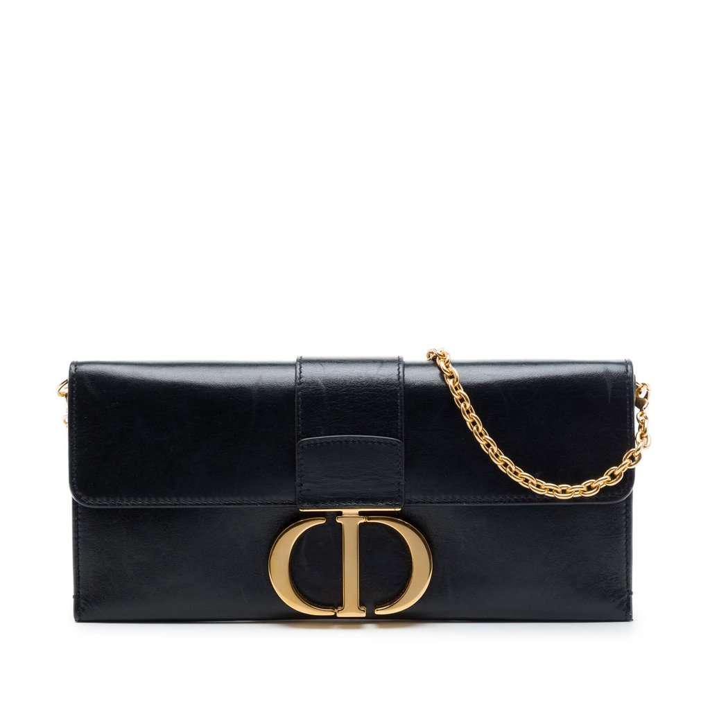 Dior Leather Montaigne 30 Clutch with Chain Black Leather Very good - Front View