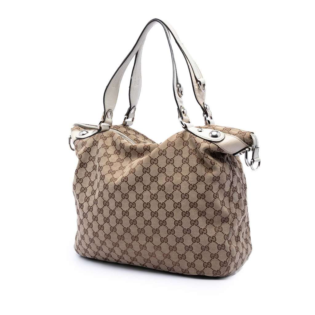 Gucci Large GG Canvas Icon Bit Satchel Beige Very good condition - Back View