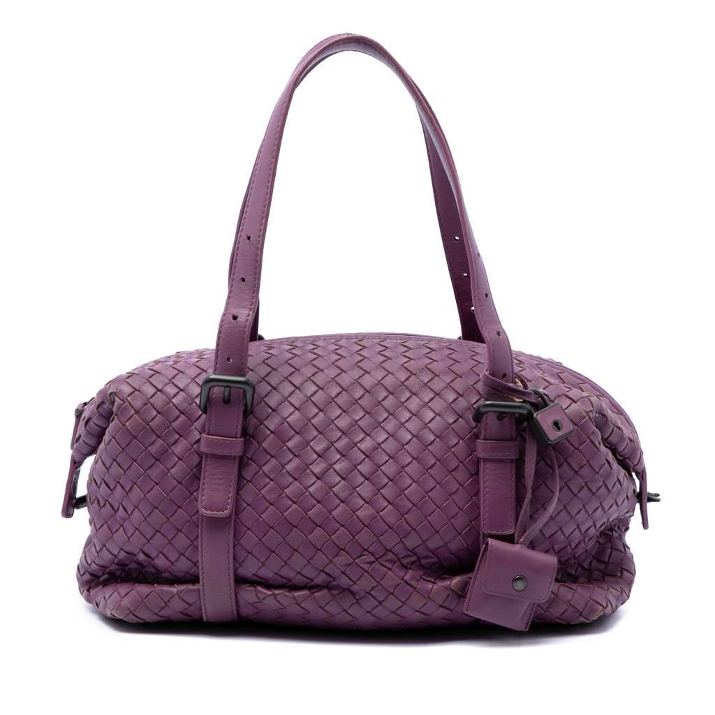 Bottega Veneta Nappa Intrecciato Montaigne Shoulder Bag Purple Leather Very good - Front View