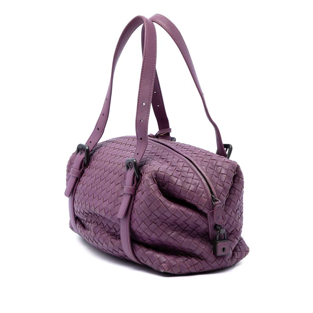 Bottega Veneta Nappa Intrecciato Montaigne Shoulder Bag Purple Leather Very good - Back View
