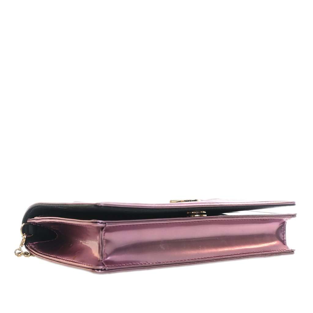 Dior Metallic Patent Microcannage Diorama Wallet on Chain Pink Leather Very good - Box View
