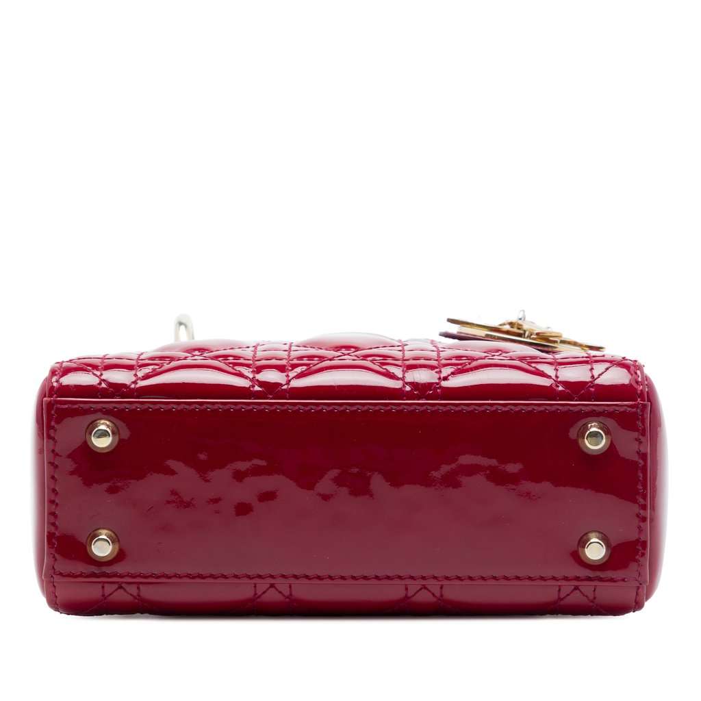 Dior Mini Patent Cannage Lady Dior Red Leather Good condition - Inside View