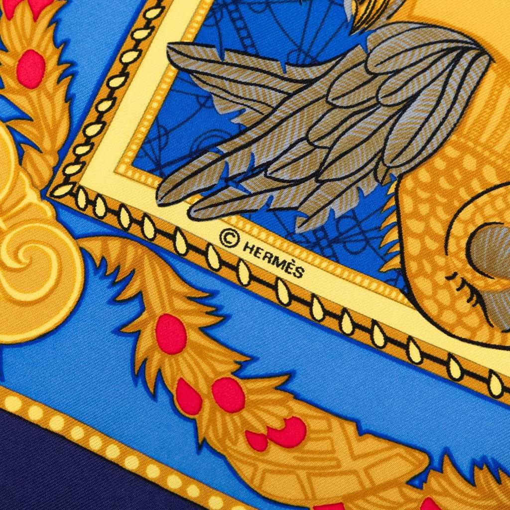 Hermès Les Bissone De Venise Silk Scarf 90 Blue Very good condition - Box View