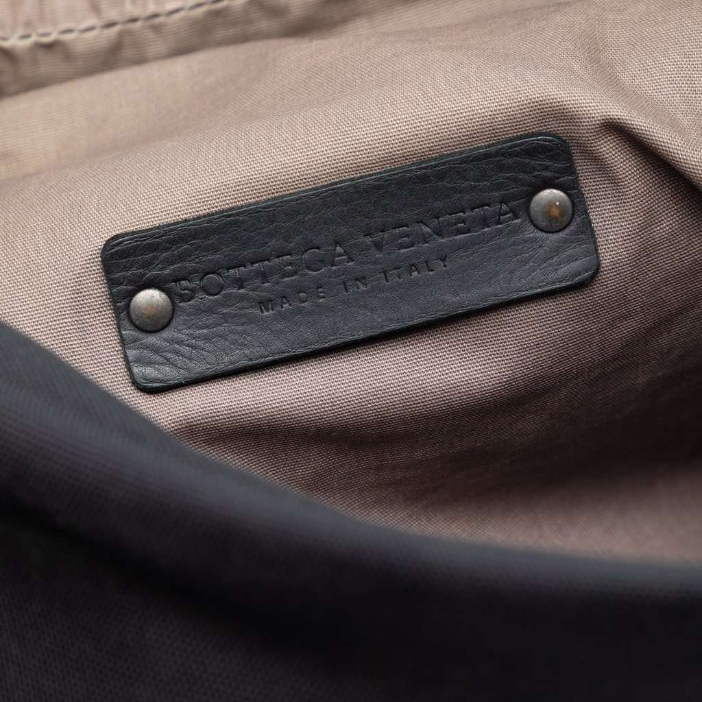 Bottega Veneta Nappa Intrecciato Trimmed Canvas Messenger Bag Black Leather Very good condition - Box View