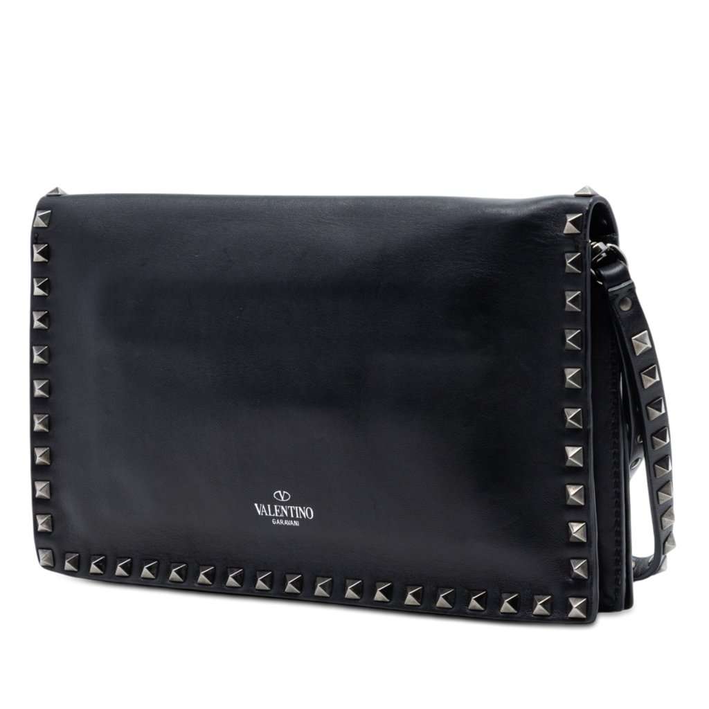 Valentino Nappa Rockstud Wristlet Clutch Black Leather Very good - Back View