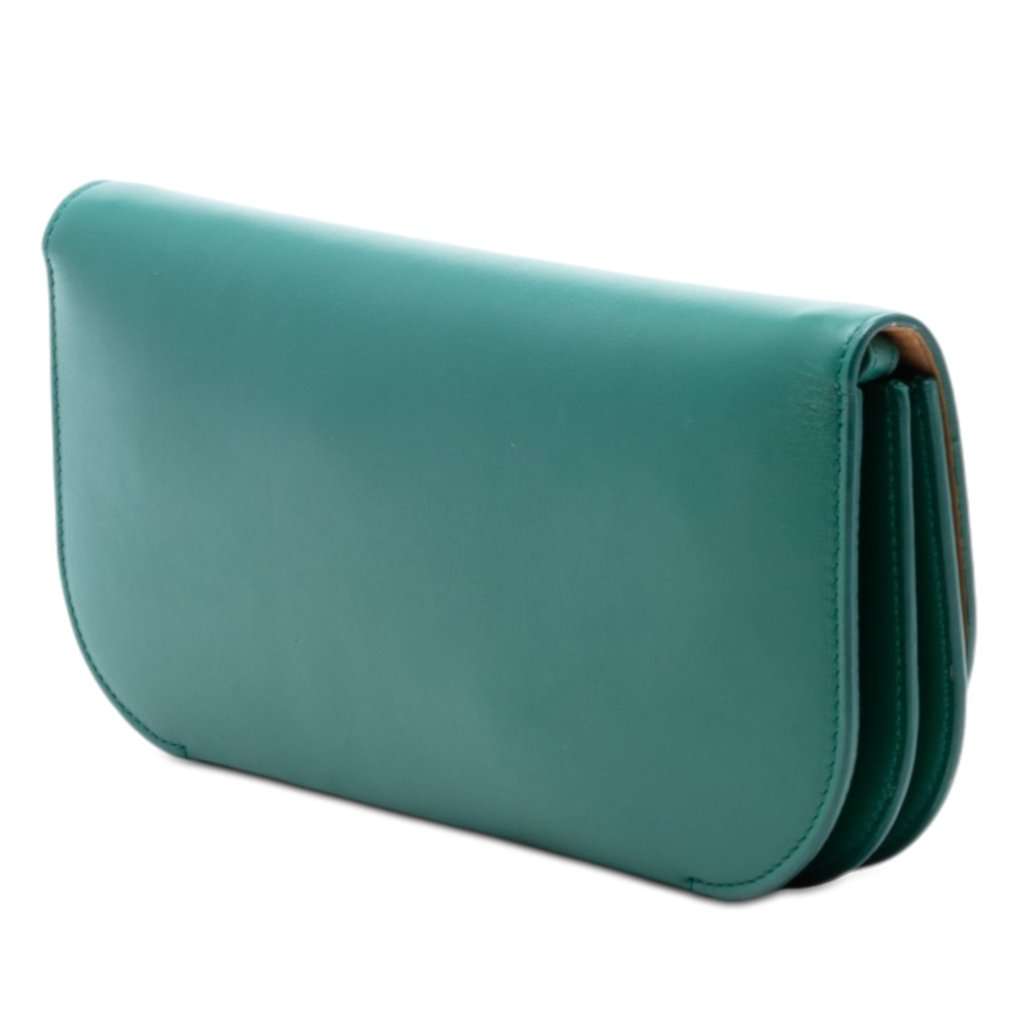 Loewe Smooth Leather Goya Long Shoulder Bag Green Leather Very good condition - Back View