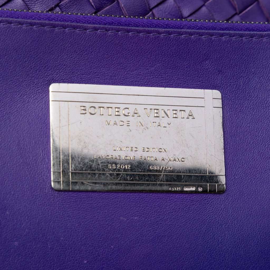 Bottega Veneta Medium Lambskin Intreccio Cabat Tote Purple Leather Very good condition - Box View