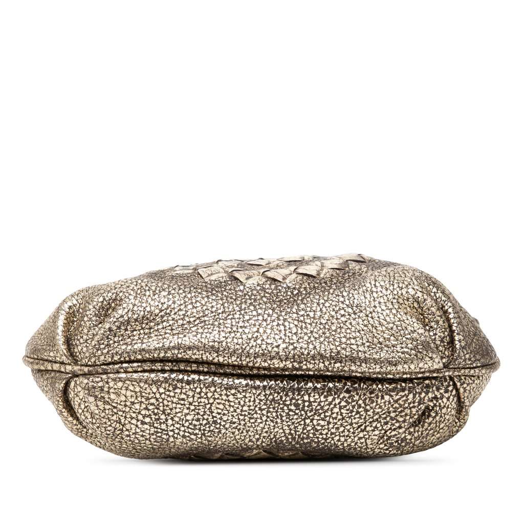 Bottega Veneta Metallic Intrecciato Trimmed Cervo Deerskin Illusion Shoulder Bag Gold Leather Very good - Inside View
