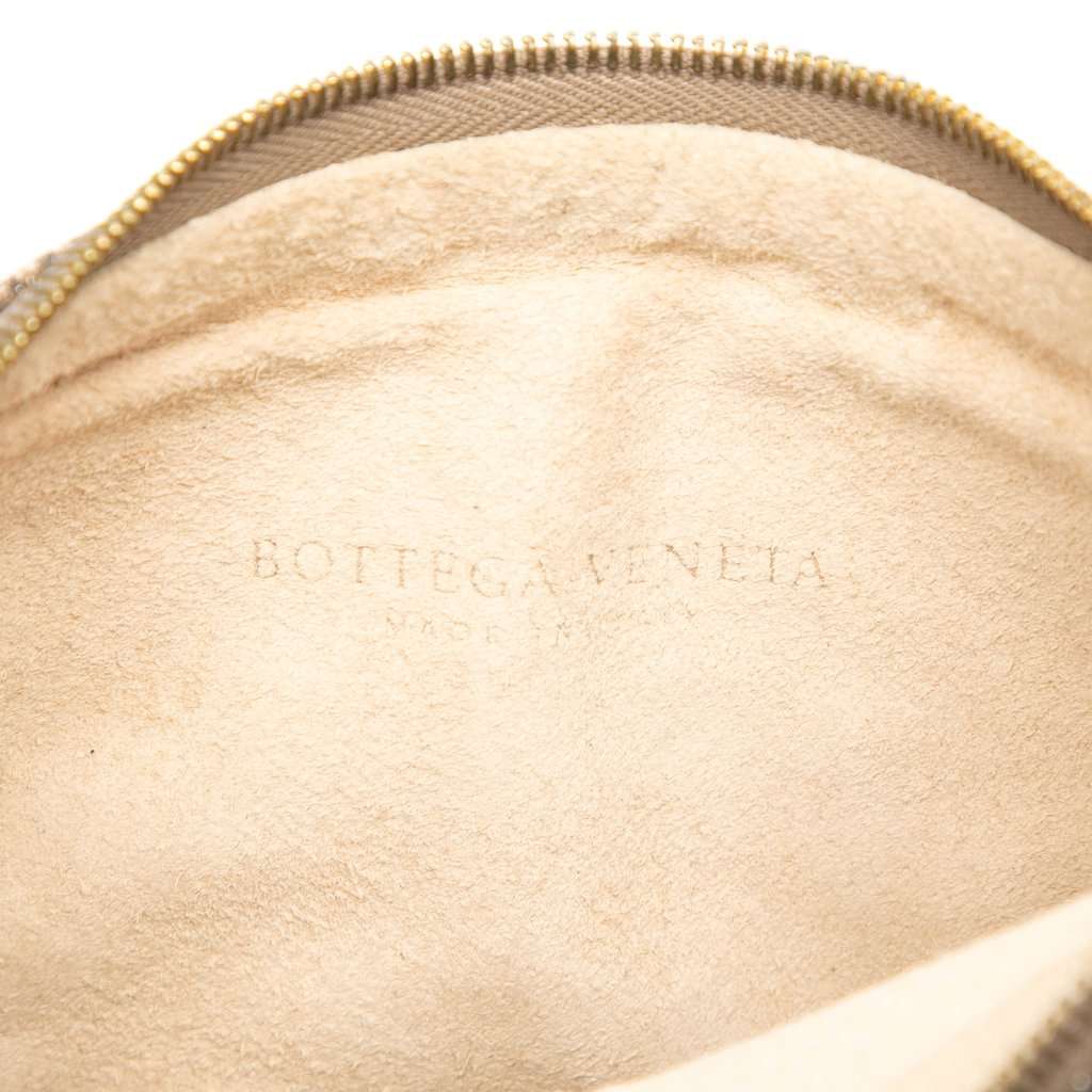 Bottega Veneta Metallic Intrecciato Trimmed Cervo Deerskin Illusion Shoulder Bag Gold Leather Very good - Box View