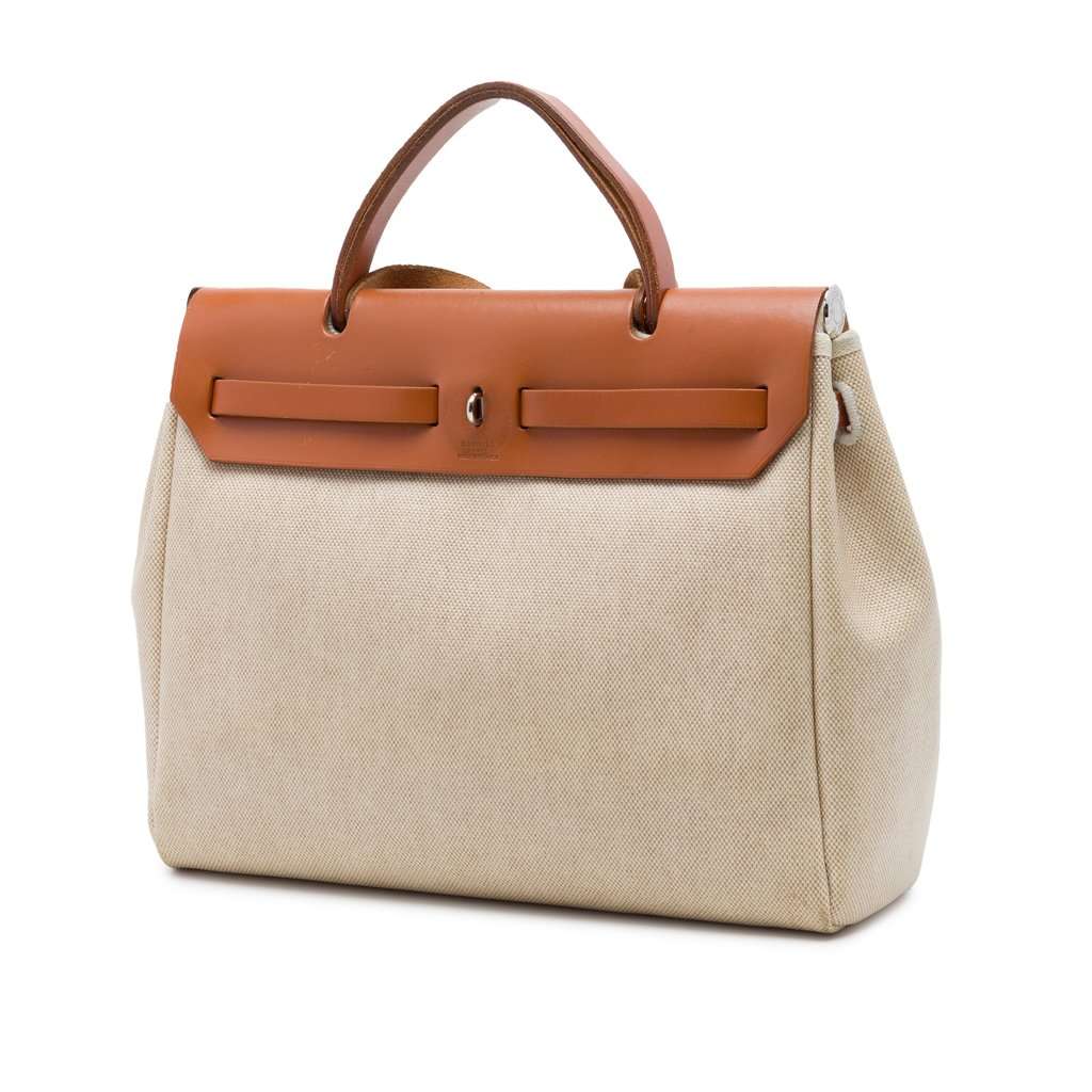 Hermès Toile Herbag PM Beige Very good condition - Back View