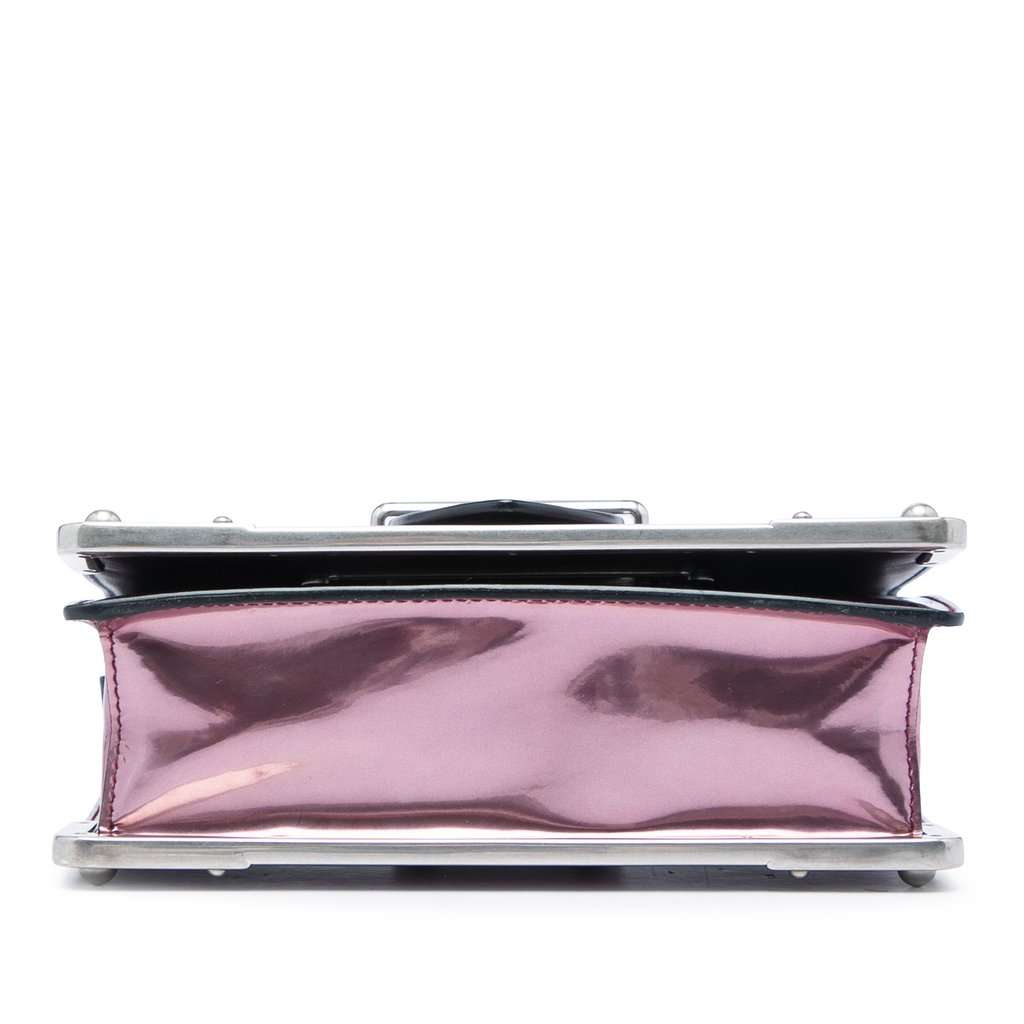Prada Saffiano Trimmed Metallic Vitello Cahier Bag Pink Leather Very good - Inside View