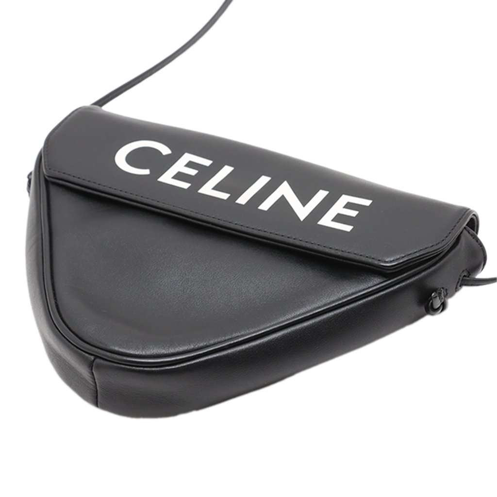 Celine Smooth Calfskin Logo Triangle Crossbody Black Leather Very good condition - Inside View