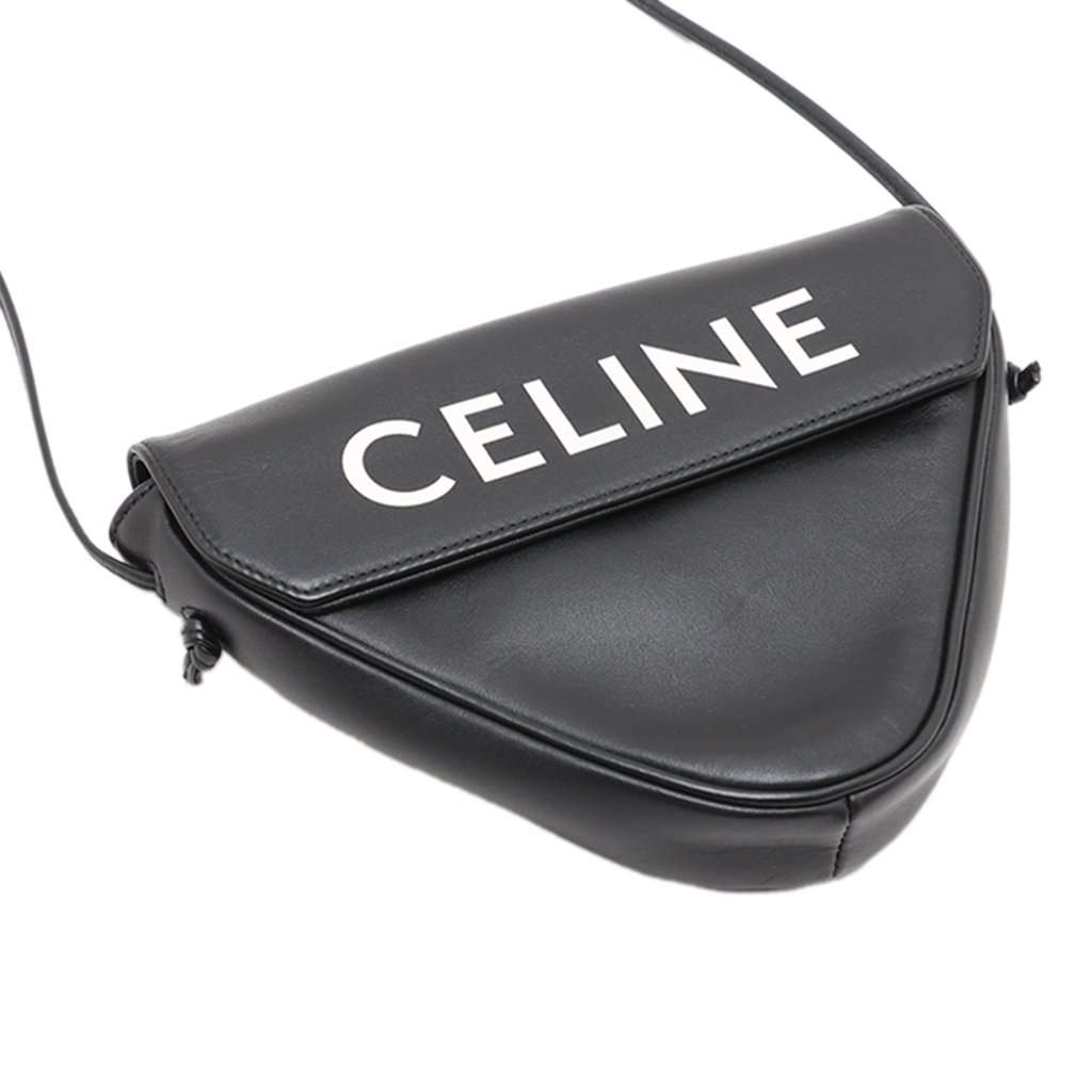 Celine Smooth Calfskin Logo Triangle Crossbody Black Leather Very good condition - Model View