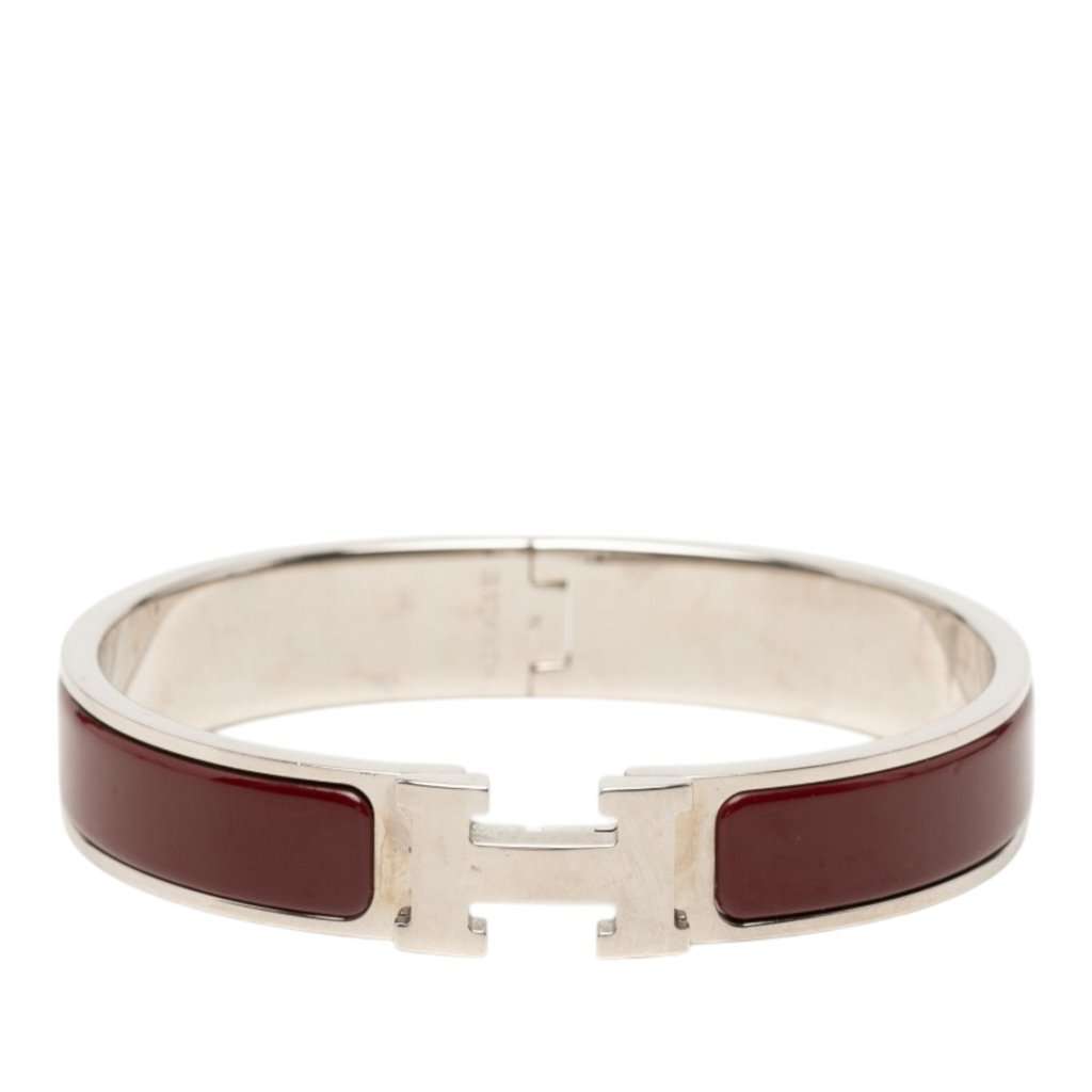 Hermès Narrow Enamel Clic H Bracelet PM Red Very good condition - Front View