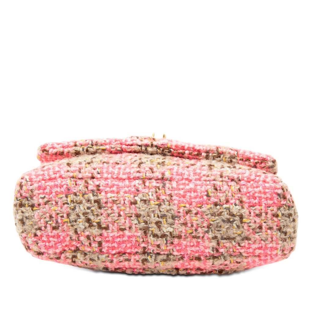 Chanel Small Quilted Wool Tweed Elegant Chain Flap Pink Very good condition - Inside View