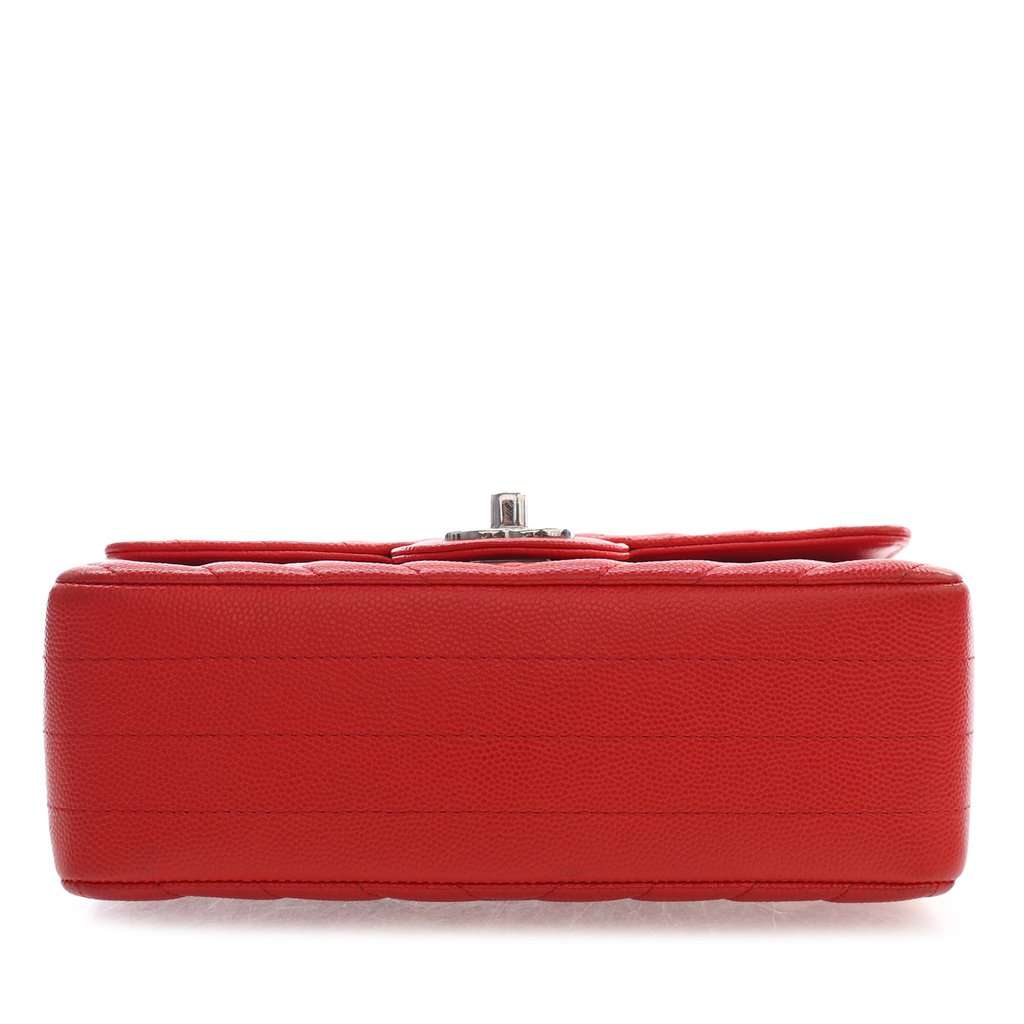 Chanel Mini Rectangular Classic Chevron Caviar Single Flap Red Leather Very good condition - Inside View