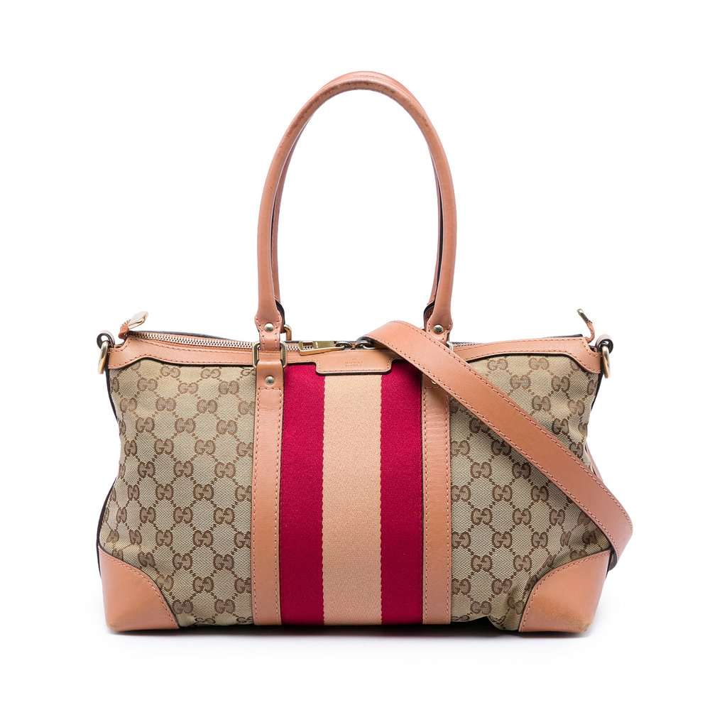 Gucci GG Canvas Web Satchel Beige Very good condition - Front View