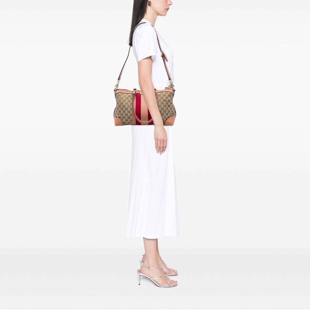 Gucci GG Canvas Web Satchel Beige Very good condition - Box View