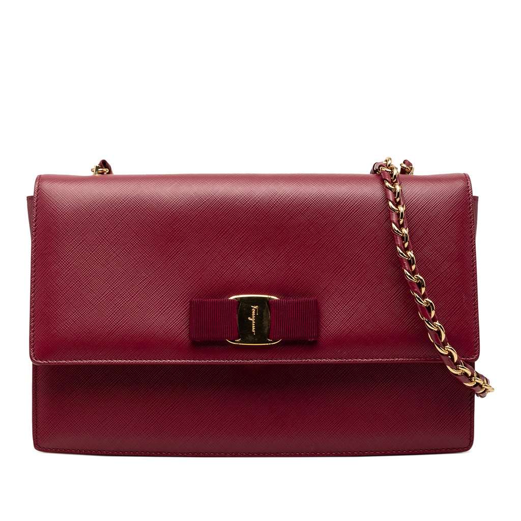 Salvatore Ferragamo Medium Leather Vara Ginny Crossbody Red Leather Very good condition - Front View