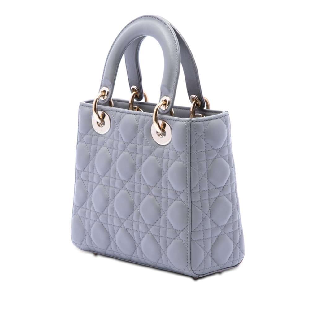 Dior Small Lambskin Cannage My ABCDior Lady Dior Grey Leather Very good condition - Back View