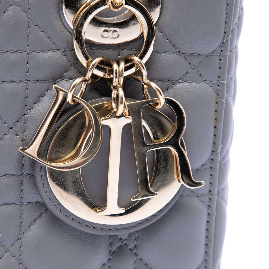 Dior Small Lambskin Cannage My ABCDior Lady Dior Grey Leather Very good condition - Box View