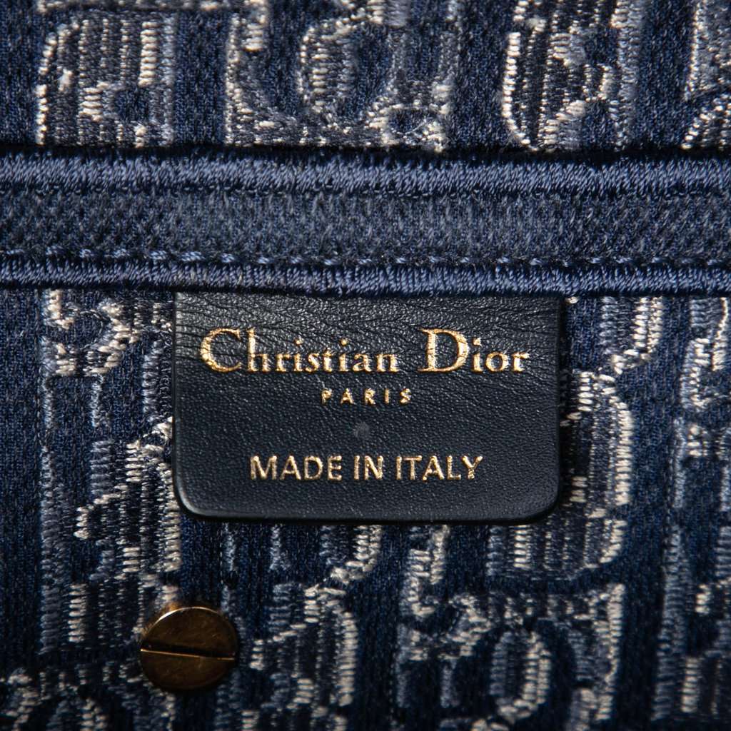 Dior Oblique Embroidered Velvet Saddle Bag Blue Very good condition - Box View