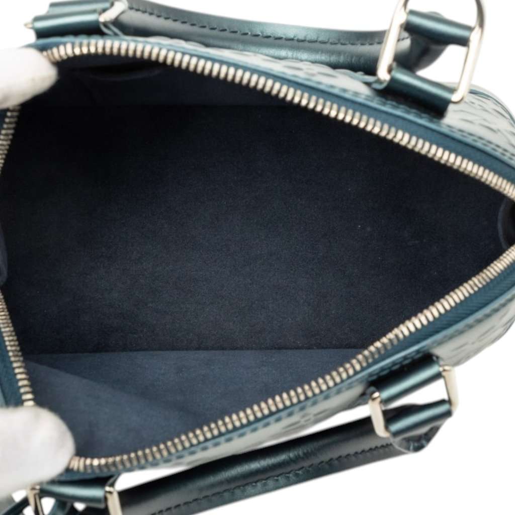 Louis Vuitton Monogram Debossed Metallic Calfskin Alma BB Blue Leather Very good - Model View