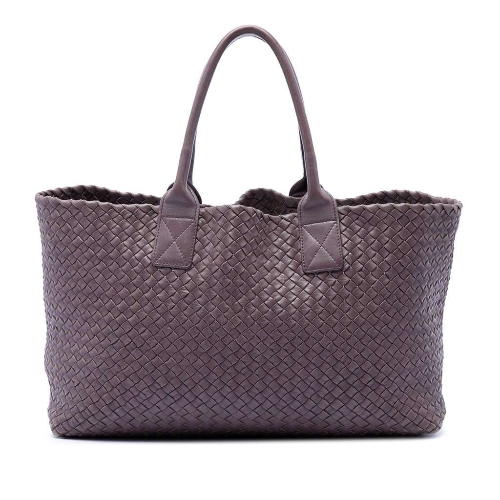 Bottega Veneta Limited Edition Medium Lambskin Intreccio Cabat Tote Purple Leather Very good - Front View