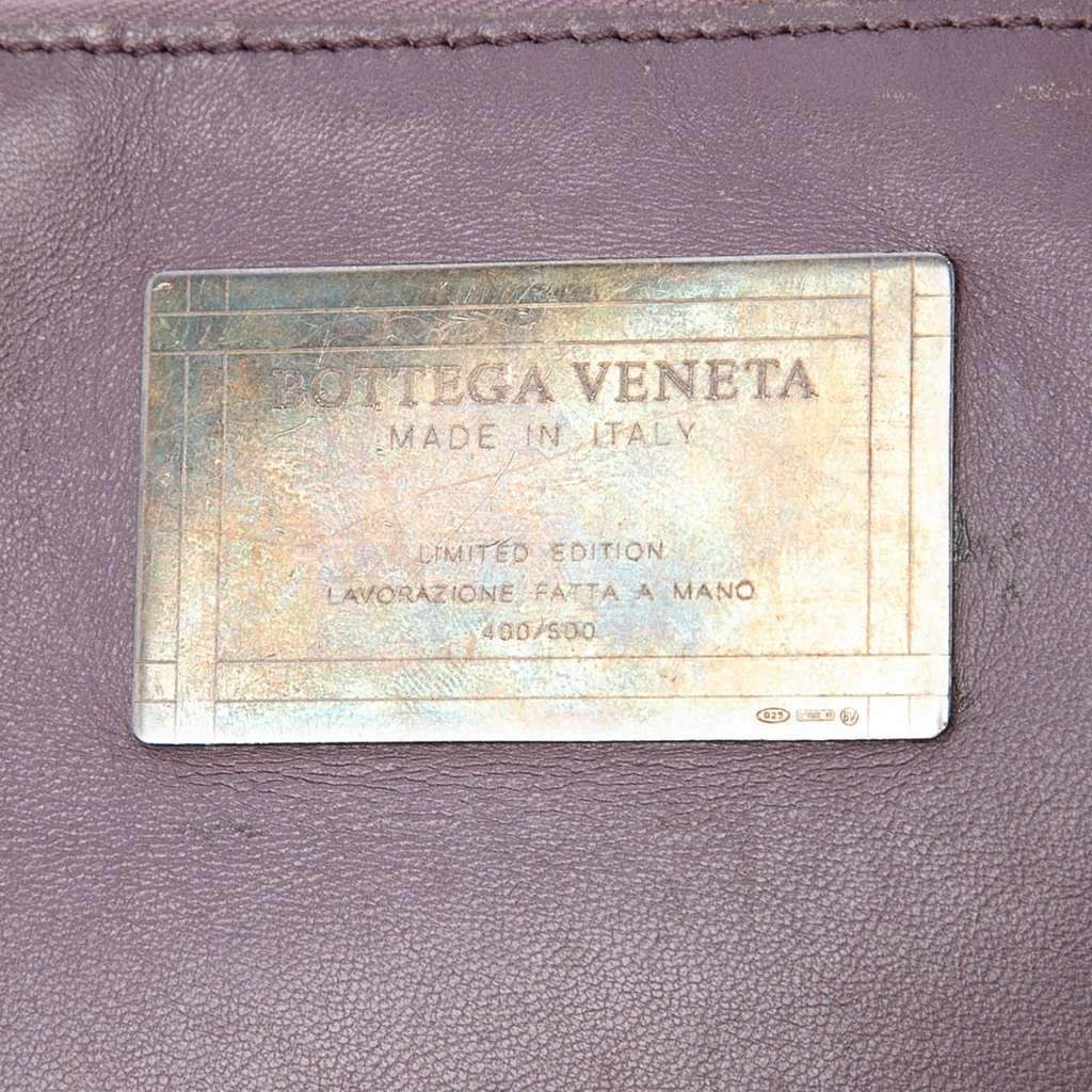 Bottega Veneta Limited Edition Medium Lambskin Intreccio Cabat Tote Purple Leather Very good - Box View